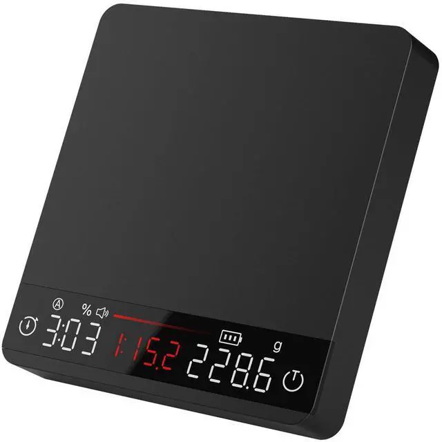 Main image of Mini Coffee Scale with Timer,Rechargeable Espresso Scale with Auto Timing, Ratio Flow Rate Display,2kg/0.1g High Precision,for Espresso & Pour-Over Coffee,Portable Metal Digital Kitchen Scale,Black