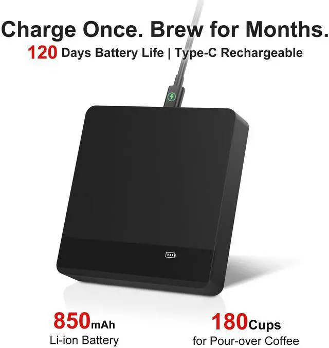 Alt view image 7 of 7 - Mini Coffee Scale with Timer,Rechargeable Espresso Scale with Auto Timing, Ratio Flow Rate Display,2kg/0.1g High Precision,for Espresso & Pour-Over Coffee,Portable Metal Digital Kitchen Scale,Black