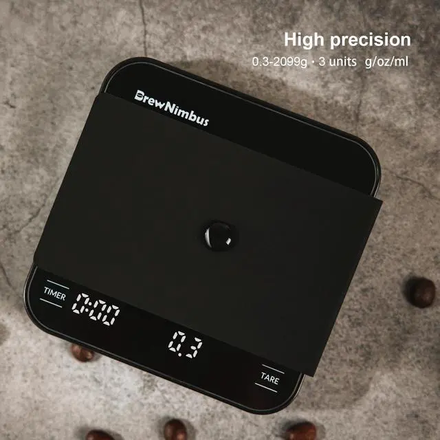 Alt view image 3 of 7 - Mini Coffee Scale with Timer, 2kg/0.1g High Precision Scale for Espresso & Pour-Over, Portable Digital Kitchen Scale, 4 Modes & 3 Units, USB Charging, Tempered Glass Platform, Black