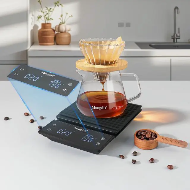 Alt view image 7 of 7 - Coffee Scale with Timer, 3kg/0.1g High Precision Kitchen Scales with Tare Function, Touch Sensor and LED Display, Digital Scale for Pour Over, Espresso
