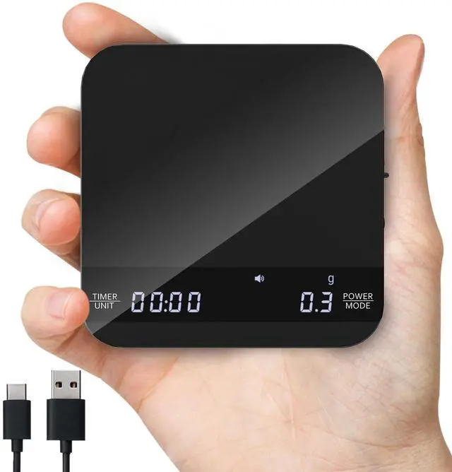 Main image of Coffee Scale with Auto Timing, Mini Rechargeable Espresso Scale with Timer, 2kg/0.1g High Precision Scale for Espresso and Pour-Over Coffee with Brewing Assist Modes