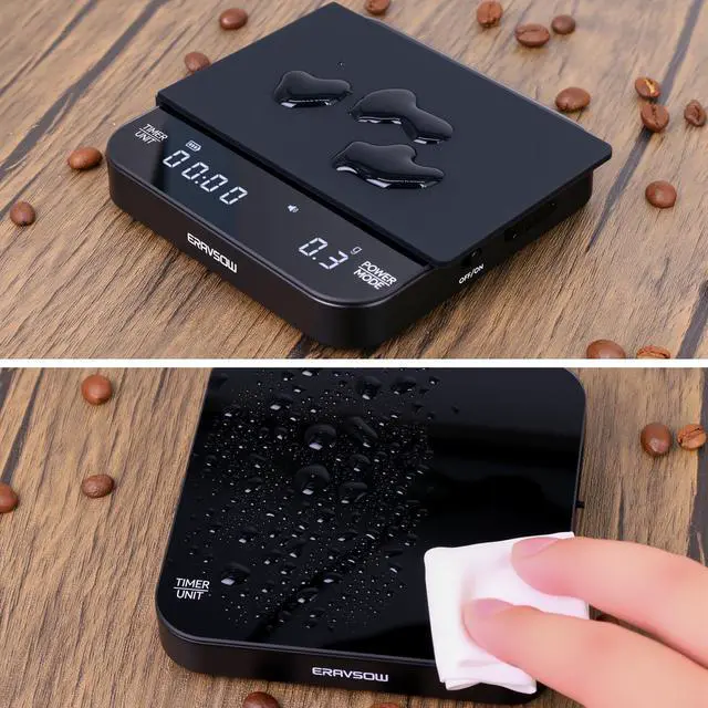 Alt view image 4 of 7 - Coffee Scale with Auto Timing, Mini Rechargeable Espresso Scale with Timer, 2kg/0.1g High Precision Scale for Espresso and Pour-Over Coffee with Brewing Assist Modes