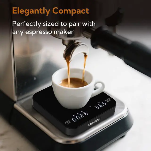 Alt view image 5 of 7 - Coffee Scale with Auto Timing, Mini Rechargeable Espresso Scale with Timer, 2kg/0.1g High Precision Scale for Espresso and Pour-Over Coffee with Brewing Assist Modes