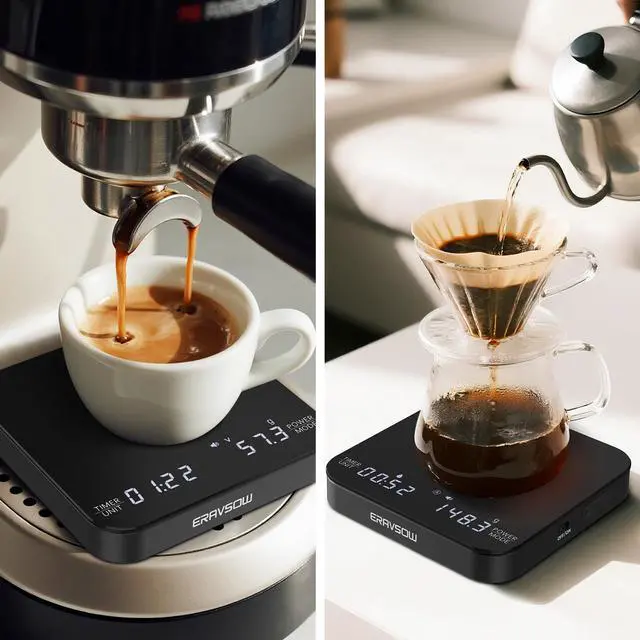 Alt view image 7 of 7 - Coffee Scale with Auto Timing, Mini Rechargeable Espresso Scale with Timer, 2kg/0.1g High Precision Scale for Espresso and Pour-Over Coffee with Brewing Assist Modes