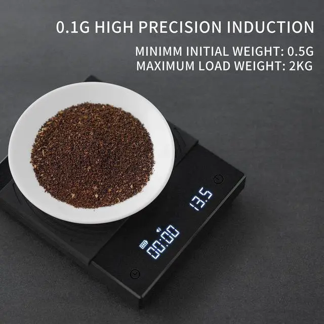 Alt view image 4 of 7 - Coffee Scale Basic 2.0 Electronic Espresso Scale with with Timer,2000 Grams and Water Flow Rate and Timer Function,Flow Rate Display 2024 Upgraded Version
