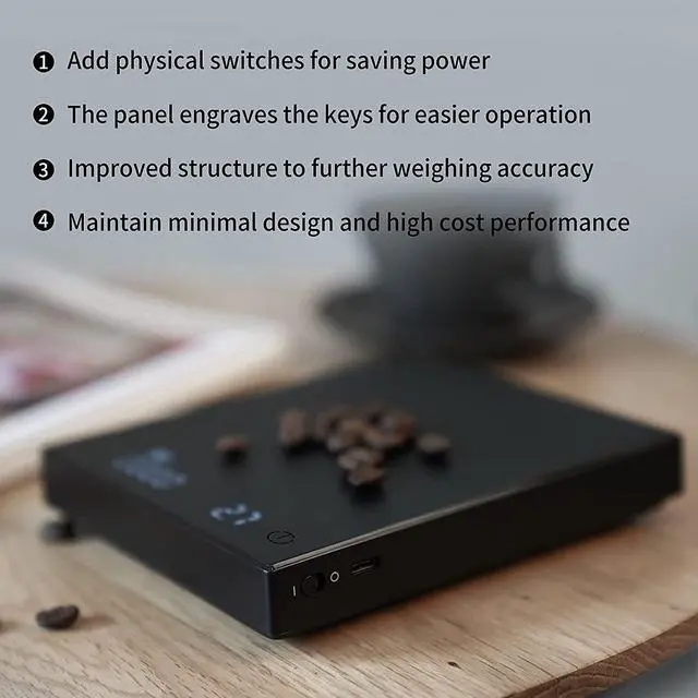 Alt view image 6 of 7 - Coffee Scale Basic 2.0 Electronic Espresso Scale with with Timer,2000 Grams and Water Flow Rate and Timer Function,Flow Rate Display 2024 Upgraded Version