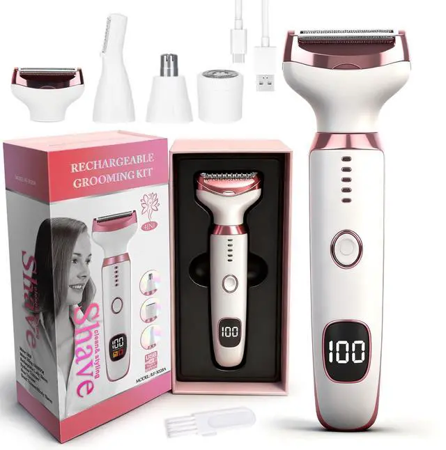 Main image of 2026 LED Display Electric Razor for Women Men,Beauty Women's Wet & Dry Electric Shaver, Painless 4 in 1 Painless Body Razors,Cordless Ladies Shaver for Legs, Arm and Bikini (Pink)