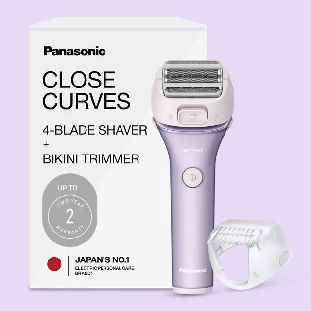 Main image of Electric Shaver for Women, Cordless 4-Blade Shaver, Bikini Attachment, Pop-Up Trimmer, Wet-Dry Operation, Electric Razors for Women - ES-AWL8AV (Purple)