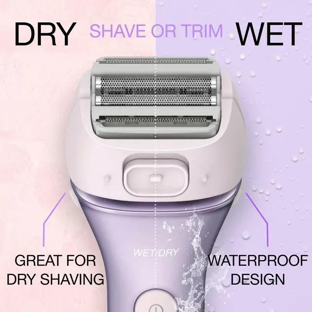 Alt view image 4 of 7 - Electric Shaver for Women, Cordless 4-Blade Shaver, Bikini Attachment, Pop-Up Trimmer, Wet-Dry Operation, Electric Razors for Women - ES-AWL8AV (Purple)