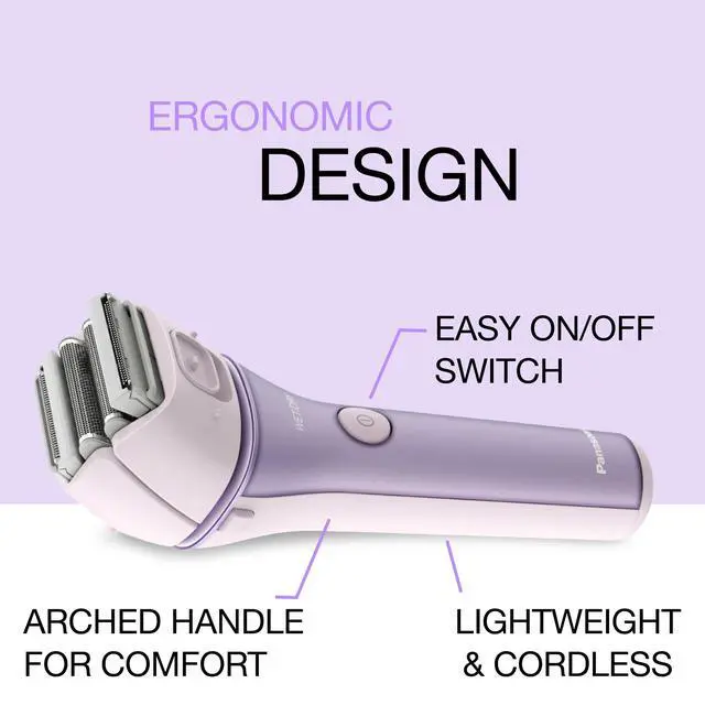 Alt view image 5 of 7 - Electric Shaver for Women, Cordless 4-Blade Shaver, Bikini Attachment, Pop-Up Trimmer, Wet-Dry Operation, Electric Razors for Women - ES-AWL8AV (Purple)