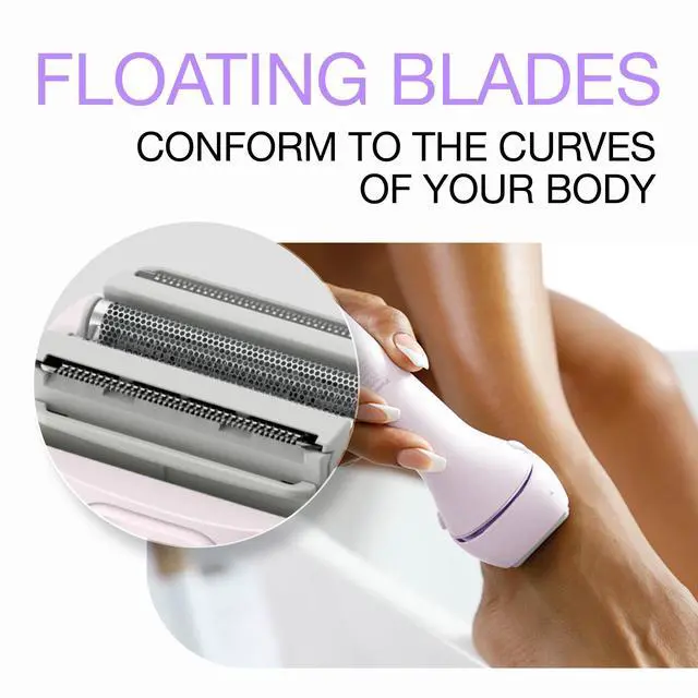 Alt view image 6 of 7 - Electric Shaver for Women, Cordless 4-Blade Shaver, Bikini Attachment, Pop-Up Trimmer, Wet-Dry Operation, Electric Razors for Women - ES-AWL8AV (Purple)