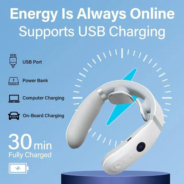 Alt view image 6 of 7 - Neck Massager with Heat, Electric Portable Muscle Relaxation at Home & Office, Ultra-Lightweight Cordless Massager for Men & Women