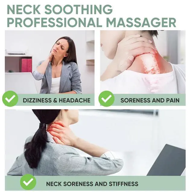 Alt view image 3 of 7 - Neck Massager for Pain Relief Deep Tissue with Heat and 10 Massage Patterns & 16 Intensity Steps, Gift for Home or Travel, White