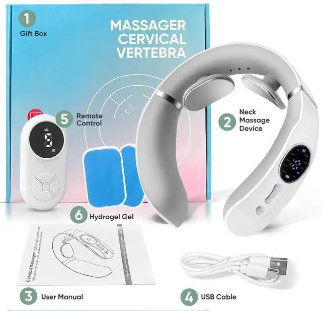 Alt view image 6 of 7 - Neck Massager for Pain Relief Deep Tissue with Heat and 10 Massage Patterns & 16 Intensity Steps, Gift for Home or Travel, White