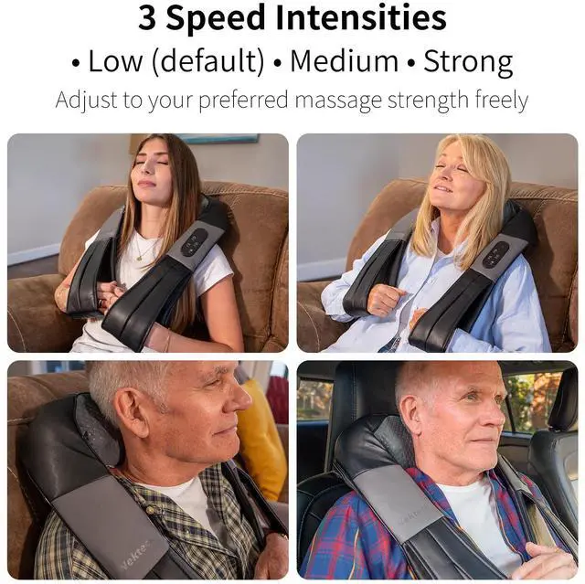 Alt view image 4 of 7 - Shiatsu Neck Massager with Heat for Pain Relief Deep Tissue, 2026 Upgraded 3D Back Shoulder Kneading Massage Pillow, Body Muscle Relaxation Tools Gifts for Him Her, Black (Cordless)