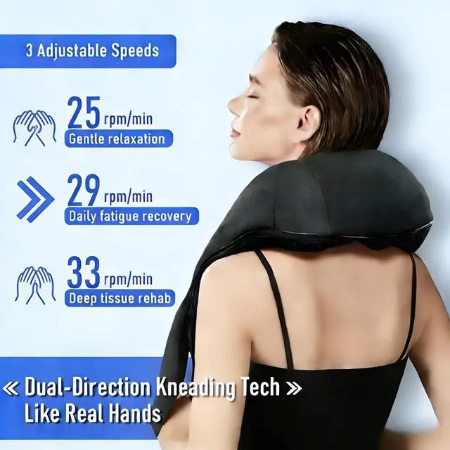 Alt view image 3 of 7 - Cordless Neck and Shoulder Massager with Heat - Rechargeable Shiatsu Back Massager for Pain Relief - Deep Tissue Kneading Massage Pillow for Neck, Back, Shoulders, Legs - Gifts for Men & Women