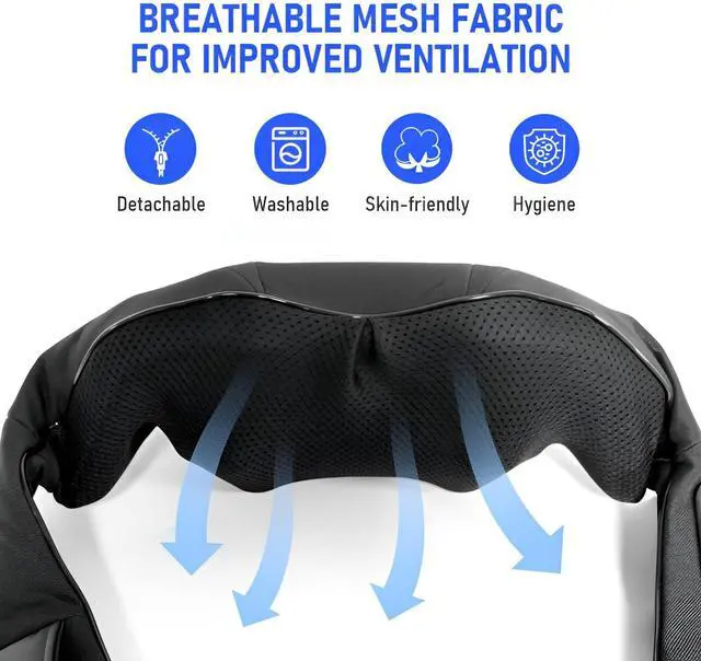 Alt view image 6 of 7 - Cordless Neck and Shoulder Massager with Heat - Rechargeable Shiatsu Back Massager for Pain Relief - Deep Tissue Kneading Massage Pillow for Neck, Back, Shoulders, Legs - Gifts for Men & Women