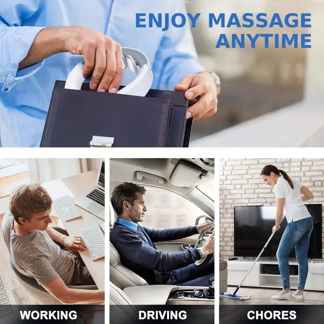Alt view image 5 of 5 - Neck Massager with Heat, Cordless Cervical Massage Device, 9 Modes and 50 Intensity, Massage with Adjustable Timers