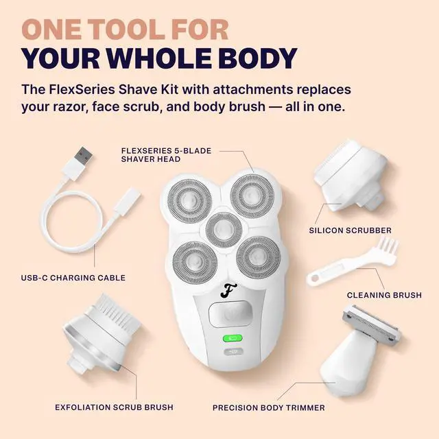 Alt view image 7 of 7 - FlexSeries Electric Razor for Women - Silk Smooth Legs, Body Hair, & Pubic Shaver - for Private Area, Sensitive Skin, Bikini Trimmer