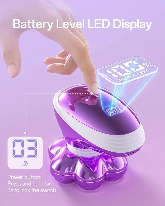 Alt view image 4 of 7 - 5-in-1 Electric Razors for Women, 7D Magnetic Heads Full Body Shaver, Waterproof Wet Dry Hair Remover with LED Display, Rechargeable Bikini Trimmer for Underarms, Face, Legs, Lips, Arms (Purple)