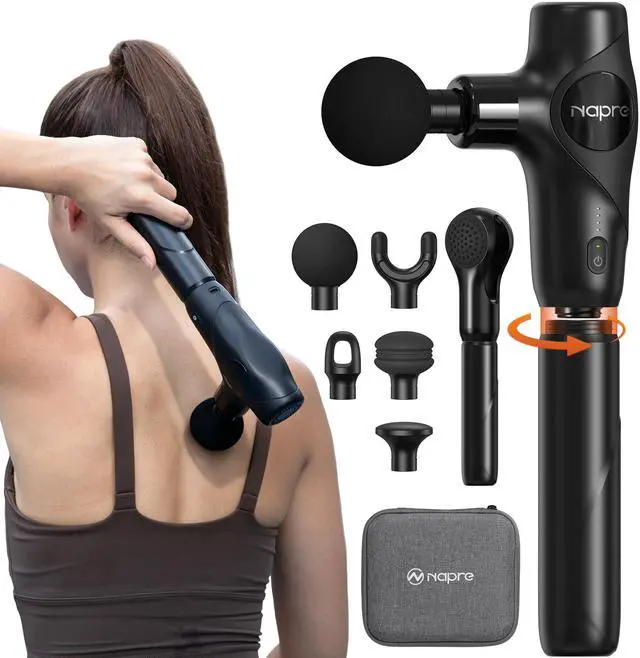 Main image of 3-in-1 Detachable Massage Gun,Mini Massage Gun Deep Tissue with Extension Handle,Portable Handheld Percussion Muscle Massager for Back/Neck/Body,Small & Quiet,5 Heads,with Case