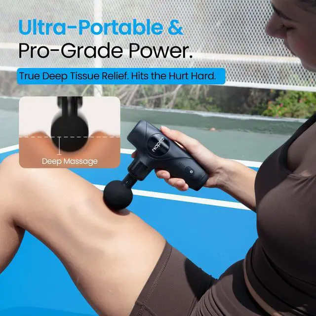 Alt view image 5 of 7 - 3-in-1 Detachable Massage Gun,Mini Massage Gun Deep Tissue with Extension Handle,Portable Handheld Percussion Muscle Massager for Back/Neck/Body,Small & Quiet,5 Heads,with Case