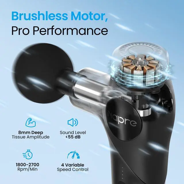 Alt view image 6 of 7 - 3-in-1 Detachable Massage Gun,Mini Massage Gun Deep Tissue with Extension Handle,Portable Handheld Percussion Muscle Massager for Back/Neck/Body,Small & Quiet,5 Heads,with Case