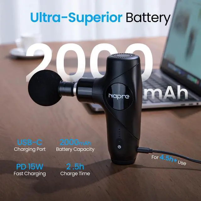 Alt view image 7 of 7 - 3-in-1 Detachable Massage Gun,Mini Massage Gun Deep Tissue with Extension Handle,Portable Handheld Percussion Muscle Massager for Back/Neck/Body,Small & Quiet,5 Heads,with Case