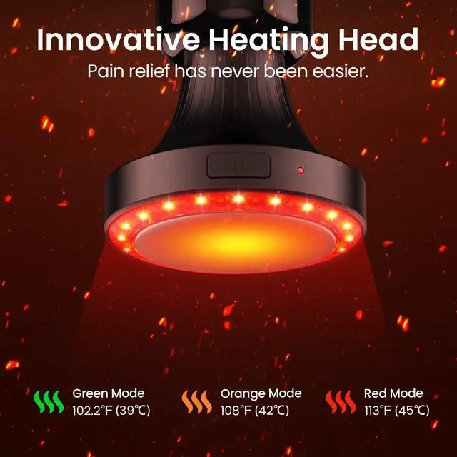 Alt view image 3 of 7 - 3-in-1 Detachable Massage Gun with Heat,Mini Massage Gun Deep Tissue with Extension Handle,Portable Handheld Percussion Muscle Massager for Back/Neck/Body,Small & Quiet,5 Heads
