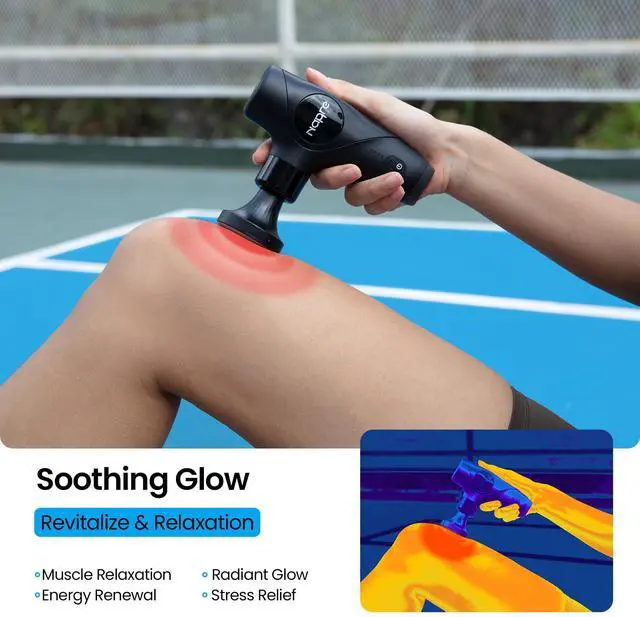 Alt view image 5 of 7 - 3-in-1 Detachable Massage Gun with Heat,Mini Massage Gun Deep Tissue with Extension Handle,Portable Handheld Percussion Muscle Massager for Back/Neck/Body,Small & Quiet,5 Heads