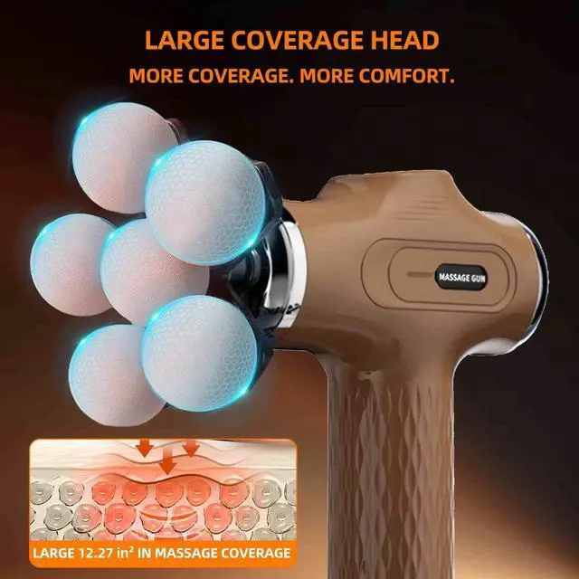 Alt view image 2 of 7 - Massage Gun with Wide-Coverage Head for Muscle Relaxation, Handheld Percussion Massager for Neck, Shoulders, Back, Arms and Legs, Easy to Use at Home, Office, Gym, Travel and Holiday Gifts,