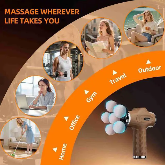 Alt view image 3 of 7 - Massage Gun with Wide-Coverage Head for Muscle Relaxation, Handheld Percussion Massager for Neck, Shoulders, Back, Arms and Legs, Easy to Use at Home, Office, Gym, Travel and Holiday Gifts,