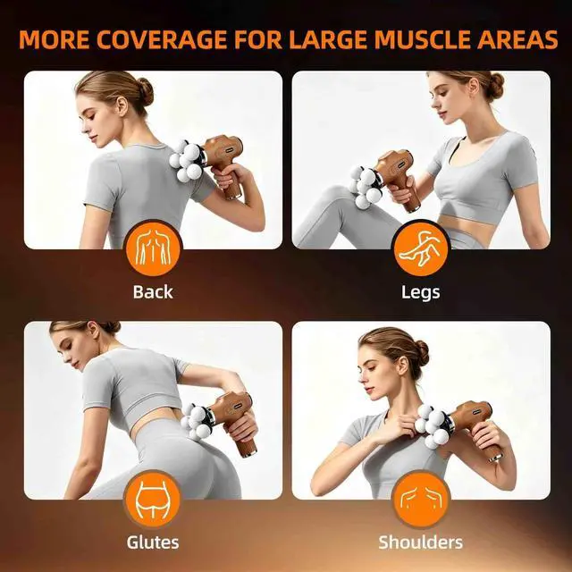Alt view image 4 of 7 - Massage Gun with Wide-Coverage Head for Muscle Relaxation, Handheld Percussion Massager for Neck, Shoulders, Back, Arms and Legs, Easy to Use at Home, Office, Gym, Travel and Holiday Gifts,