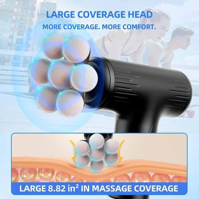Alt view image 2 of 7 - Massage Gun with Wide-Coverage Massage Head, Percussion Massage Gun for Neck, Shoulders, Back, Arms and Legs, Lightweight and Easy-to-Carry Handheld Massage Gun for Home, Office, Gym and Travel Use,