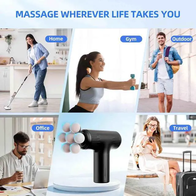 Alt view image 3 of 7 - Massage Gun with Wide-Coverage Massage Head, Percussion Massage Gun for Neck, Shoulders, Back, Arms and Legs, Lightweight and Easy-to-Carry Handheld Massage Gun for Home, Office, Gym and Travel Use,