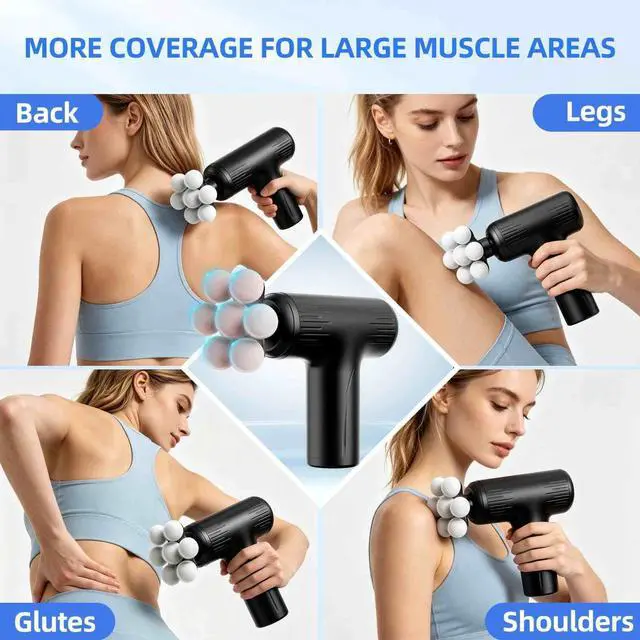 Alt view image 5 of 7 - Massage Gun with Wide-Coverage Massage Head, Percussion Massage Gun for Neck, Shoulders, Back, Arms and Legs, Lightweight and Easy-to-Carry Handheld Massage Gun for Home, Office, Gym and Travel Use,