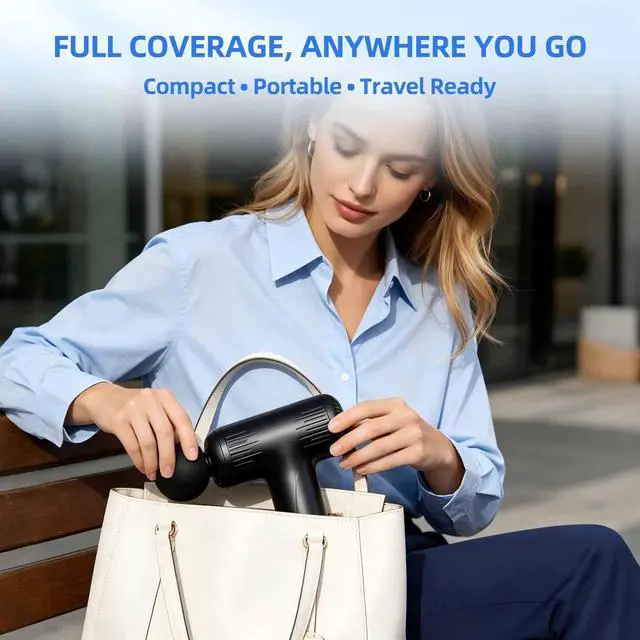 Alt view image 7 of 7 - Massage Gun with Wide-Coverage Massage Head, Percussion Massage Gun for Neck, Shoulders, Back, Arms and Legs, Lightweight and Easy-to-Carry Handheld Massage Gun for Home, Office, Gym and Travel Use,