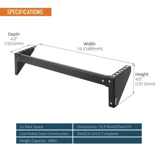 Alt view image 2 of 6 - 2U Vertical Wall Mount Rack,Foldable Vertical Rack and Wall Mountable Patch Panel Bracket,Server Rack for 19" Rack Mount Network,Server and Data Equipment