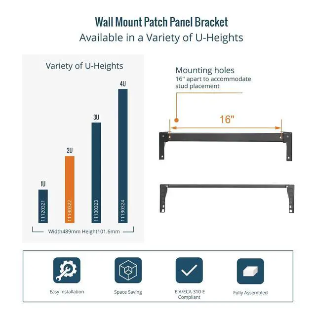 Alt view image 5 of 6 - 2U Vertical Wall Mount Rack,Foldable Vertical Rack and Wall Mountable Patch Panel Bracket,Server Rack for 19" Rack Mount Network,Server and Data Equipment