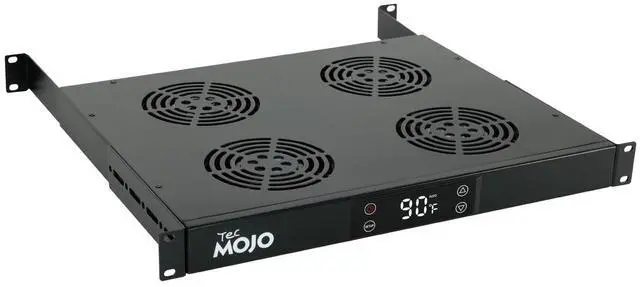 Main image of 1U Rack Mount Cooling Fans, 4 Fans Cooling System with Thermostat,Digital Heat Monitor Display & Overheat Alarm Sensor, Adjustable Temperature Control and Depth