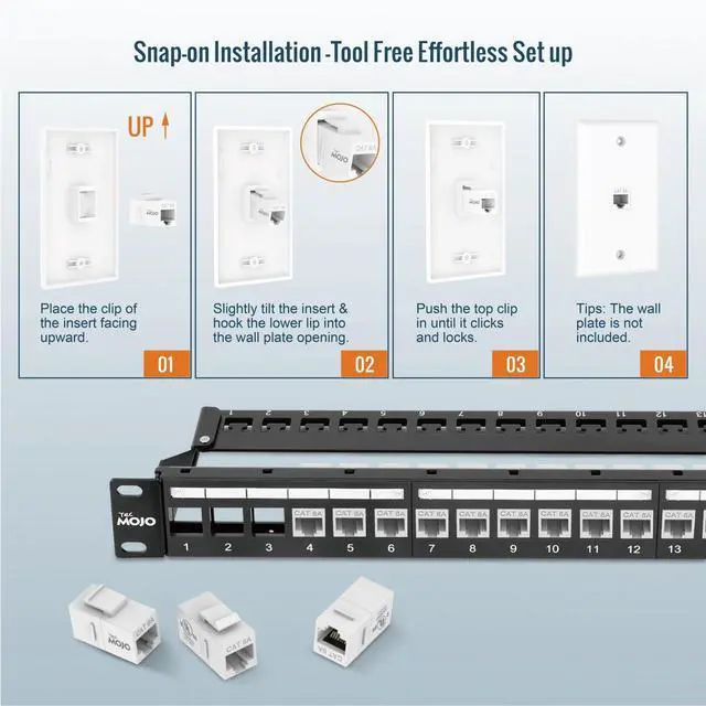 Alt view image 5 of 6 - UL Listed Cat6A Keystone Coupler, 10Gbps RJ45 Ethernet Jack, Female to Female, Slim Design for Patch Panels & Wall Plates, White (5-Pack)