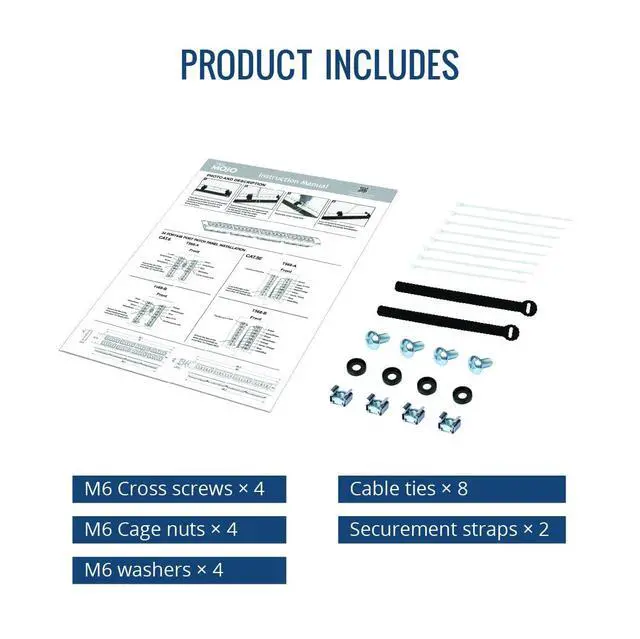 Alt view image 7 of 7 - UL Listed 24 Port Cat6 Patch Panel, 1U Network Patch Panel for 19 inch Rack Mount equipments, 10G Support, with Cable Management, Unshielded