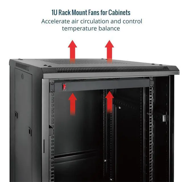 Alt view image 3 of 6 - Rack Cabinet Mounted Server 1U 2 Fan Unit Cooling System Exhaust Airflow, for Cooling AV, Home Theater, Network 19inch Racks