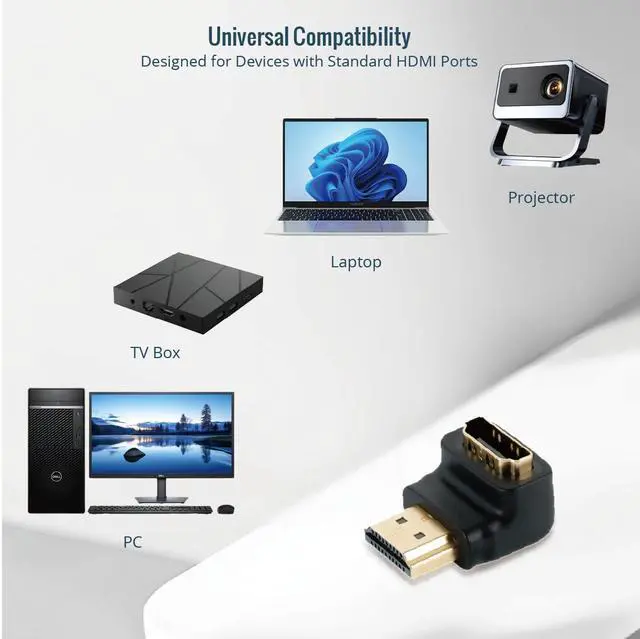 Alt view image 4 of 7 - 4K HDMI 2.0 Adapter, Right Angle Adapter, Support 4K@60Hz, 2K@240Hz, 1080P@60Hz, 90 Degree and 270 Degree HDMI Adapter Male to Female, 2 Pack, Black