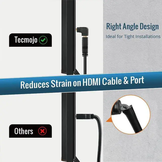 Alt view image 3 of 7 - 4K HDMI 2.0 Adapter, Right Angle Adapter, Support 4K@60Hz, 2K@240Hz, 1080P@60Hz, 90 Degree and 270 Degree HDMI Adapter Male to Female, 2 Pack, Black