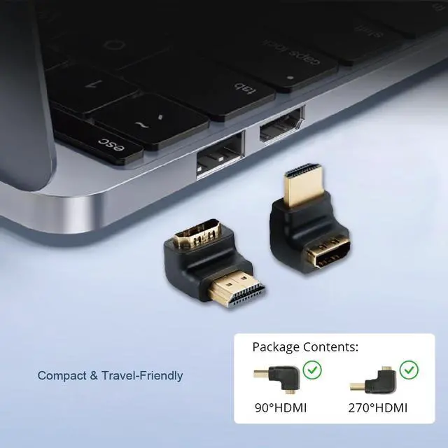 Alt view image 5 of 7 - 4K HDMI 2.0 Adapter, Right Angle Adapter, Support 4K@60Hz, 2K@240Hz, 1080P@60Hz, 90 Degree and 270 Degree HDMI Adapter Male to Female, 2 Pack, Black