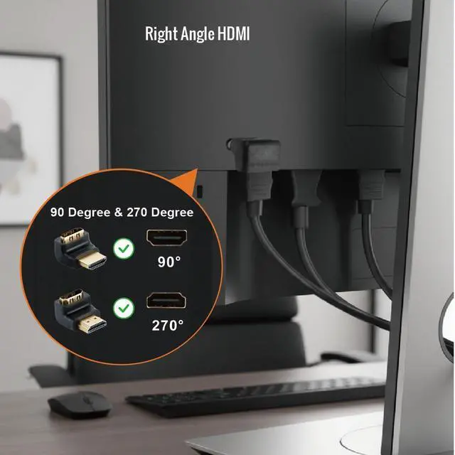 Alt view image 6 of 7 - 4K HDMI 2.0 Adapter, Right Angle Adapter, Support 4K@60Hz, 2K@240Hz, 1080P@60Hz, 90 Degree and 270 Degree HDMI Adapter Male to Female, 2 Pack, Black