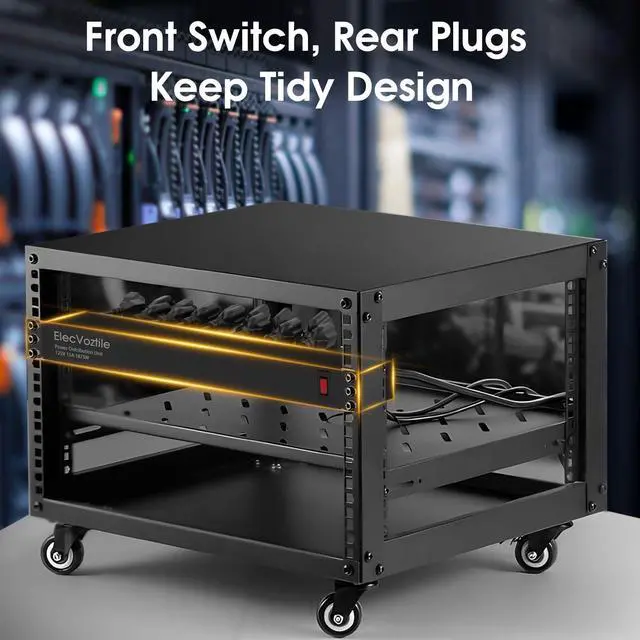 Alt view image 6 of 6 - 16 Outlet Rack Mount PDU Power Strip, 1020J Surge Protection & 15A Overload Switch, Fits 19'' Network Server Rack, 6ft 14AWG Cord, 1U RackMount