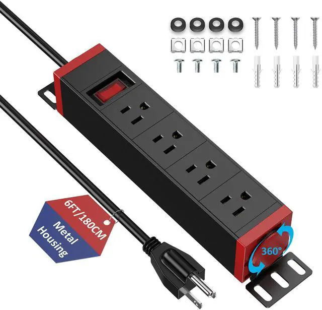 Main image of 10 Inch Rack PDU, 1U Rack Mount Surge Protector Power Strip with15A Overload Switch, 360° Rotatable Mounting, for 10'' Mini Rack Server Network Cabinets, 6ft Cord