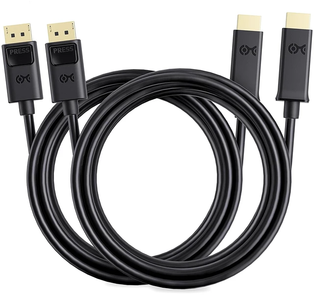 Main image of Cable Matters 2-Pack DisplayPort to HDMI Cable, DP to HDMI, 6ft | Unidirectional, Gold-Plated, Display Port to HDTV/Monitor/Projector Conversion Cord